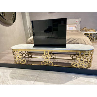 Тумба під телевізор золота нержавіюча сталь, мармур Sogni