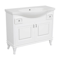 Тумба Беатріче (білий колір) 100 см патина хром з умивальником "Lila" 100 см