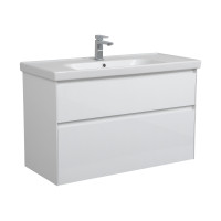 Тумба "Валенсія" (білий глянець) з умивальником "Frame" 100 см (консольна)