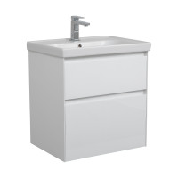 Тумба "Валенсія" (білий глянець) з умивальником "Frame" 60 см (консольна)