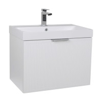 Тумба Fabio (білий мат) з умивальником Fabio 60 см (консольна) ручка хром