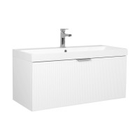 Тумба Fabio (білий мат) з умивальником Fabio 100 см (консольна) ручка хром