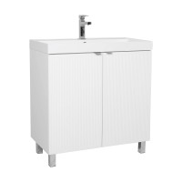 Тумба Fabio (білий мат) з умивальником Fabio 80 см (напольна) ручка хром