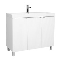 Тумба Fabio (білий мат) з умивальником Fabio 100 см (напольна) ручка хром