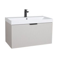 Тумба Fabio (кашемір) з умивальником Fabio 80 см (консольна) ручка чорна