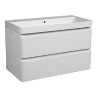 Тумба "Акцент ЛЮКС" ("037" / WHITE-MATT) з умивальником Deep 90 см (консольна)