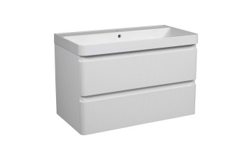 Тумба "Акцент ЛЮКС" ("037" / WHITE-MATT) з умивальником Deep 90 см (консольна)