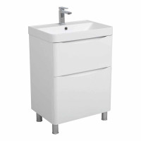 Тумба "Америна" (білий глянець) з умивальником "Deep" 60 см (підлогова)