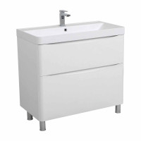 Тумба "Америна" (білий глянець) з умивальником "Deep" 90 см (підлогова)