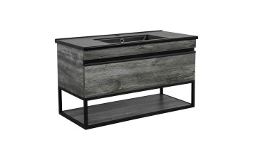 Тумба Loft-Iron (дуб морас) 100 см з умивальником "Arte BLACK" (консольна)