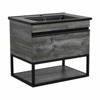 Тумба Loft-Iron (дуб морас) 65 см з умивальником Arte BLACK (консольна)