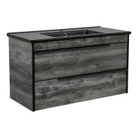 Тумба Loft-Neo (дуб морас) 100 см з умивальником Arte BLACK (консольна)