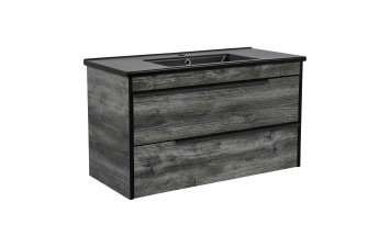 Тумба Loft-Neo (дуб морас) 100 см з умивальником Arte BLACK (консольна)