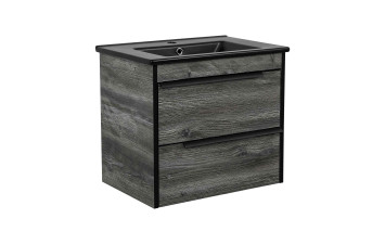 Тумба Loft-Neo (дуб морас) 65 см з умивальником Arte BLACK (консольна)