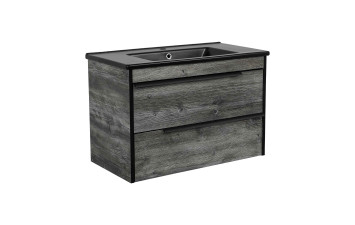 Тумба Loft-Neo (дуб морас) 85 см з умивальником "Arte BLACK" (консольна)