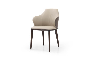 Стілець IC308 560х590х825 мм Шкіра Темний горіх,  беж Mexil