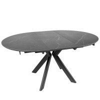 Стіл ASTRA 120(160)*120*75 Чорний+пісочно чорний, матове покр.(CN010) к-кт(1-2)