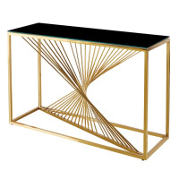 Консольний стіл CT026 (120x40x80) Золота нержав. сталь , чорне скло Sogni