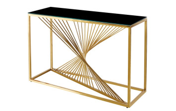 Консольний стіл CT026 (120x40x80) Золота нержав. сталь , чорне скло Sogni