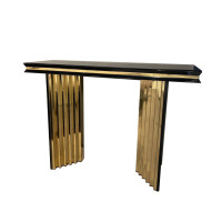 Консольний стіл CT042 (120x40x80) Золота нержав. сталь, чорне скло Sogni