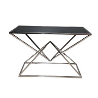 Консольний стіл CT048 (120x40x80) Срібна нержав.сталь, чорне скло SOGNI