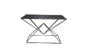 Консольний стіл CT048 (120x40x80) Срібна нержав.сталь, чорне скло SOGNI