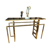 Консольний стіл CT109 (120x40x80) Золота нержав.сталь, чорне скло Sogni