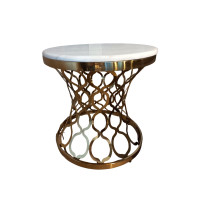 Приліжковий столик ST013 (D50x50) Золота нержав.сталь, мармур Sogni
