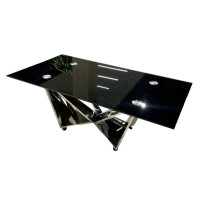 Журнальний столик TT036 срібна нержавіюча сталь, чорне скло Sogni