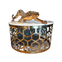 Журнальний столик TT042 (D80x45) Золота нержав. сталь, мармур Sogni