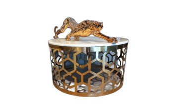 Журнальний столик TT042 (D80x45) Золота нержав. сталь, мармур Sogni