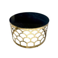 Журнальний столик TT0-61 золота нержавіюча сталь, чорне скло Sogni