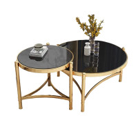 Журнальний столик ТТ071 золота нержавіюча сталь/ чорне скло Sogni