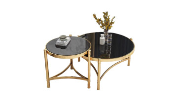 Журнальний столик ТТ071 золота нержавіюча сталь/ чорне скло Sogni