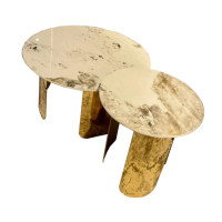 Журнальний столик TT141 золота нержавіюча сталь , штучний камінь Sogni