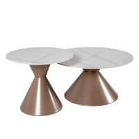 Журнальні столики CT-6048 80*80*51 см,  60*60*42 см Білий, золото мат Hestia