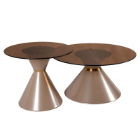 Журнальні столики CT-6049 80*80*51 см 60*60*42 см Коричневе скло Hestia