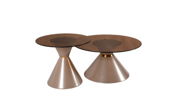 Журнальні столики CT-6049 80*80*51 см 60*60*42 см Коричневе скло Hestia