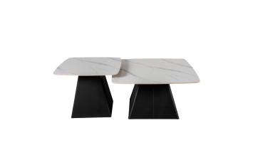 Журнальні столики CT-6051 80*80*48 см,  60*60*42 см Білосніжний мат Hestia