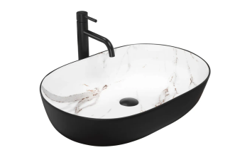 Умивальник накладний REA Cleo чорний/білий