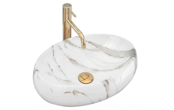 Умивальник REA Linda Lava білий мармур