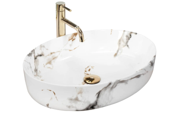 Умивальник REA Queen Carrara Shiny білий мармур