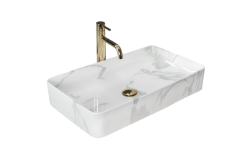 Умивальник Rea Denis білий мармур накладний