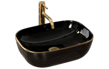 Умивальник REA Belinda чорний золото