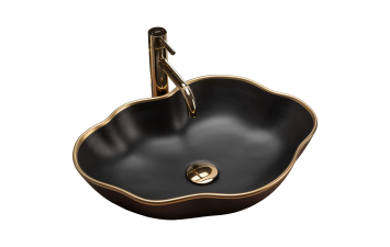 Умивальник REA Pearl чорний золото