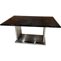 Обідній стіл DT138 Срібна нержав.сталь, мармур (150/90/75)