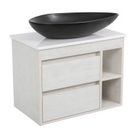 Тумба "Shelf" 75 см (нордленд) зі стільн. Loft-Iron та ум. "Olive" 74 см чорний мат (конс.)