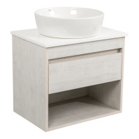 Тумба "Shelf" 65 см (нордленд) зі стільн. Loft-Iron та ум. "One" 46 см (круг) (конс.)