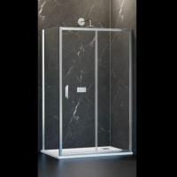SUPRA 120х90х190см Кабіна асиметрична розсувна, скло прозоре Технопласт
