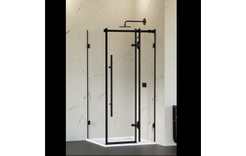 RHEIN BLACK 90х90x190см Кабіна квадратна 90х90x190см, скло прозоре, 6мм. Технопласт